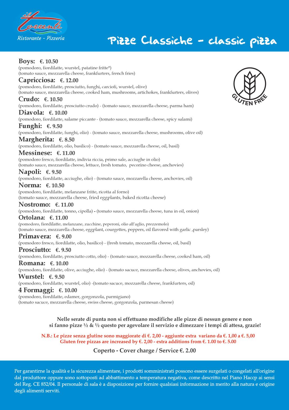 Pizze Classiche