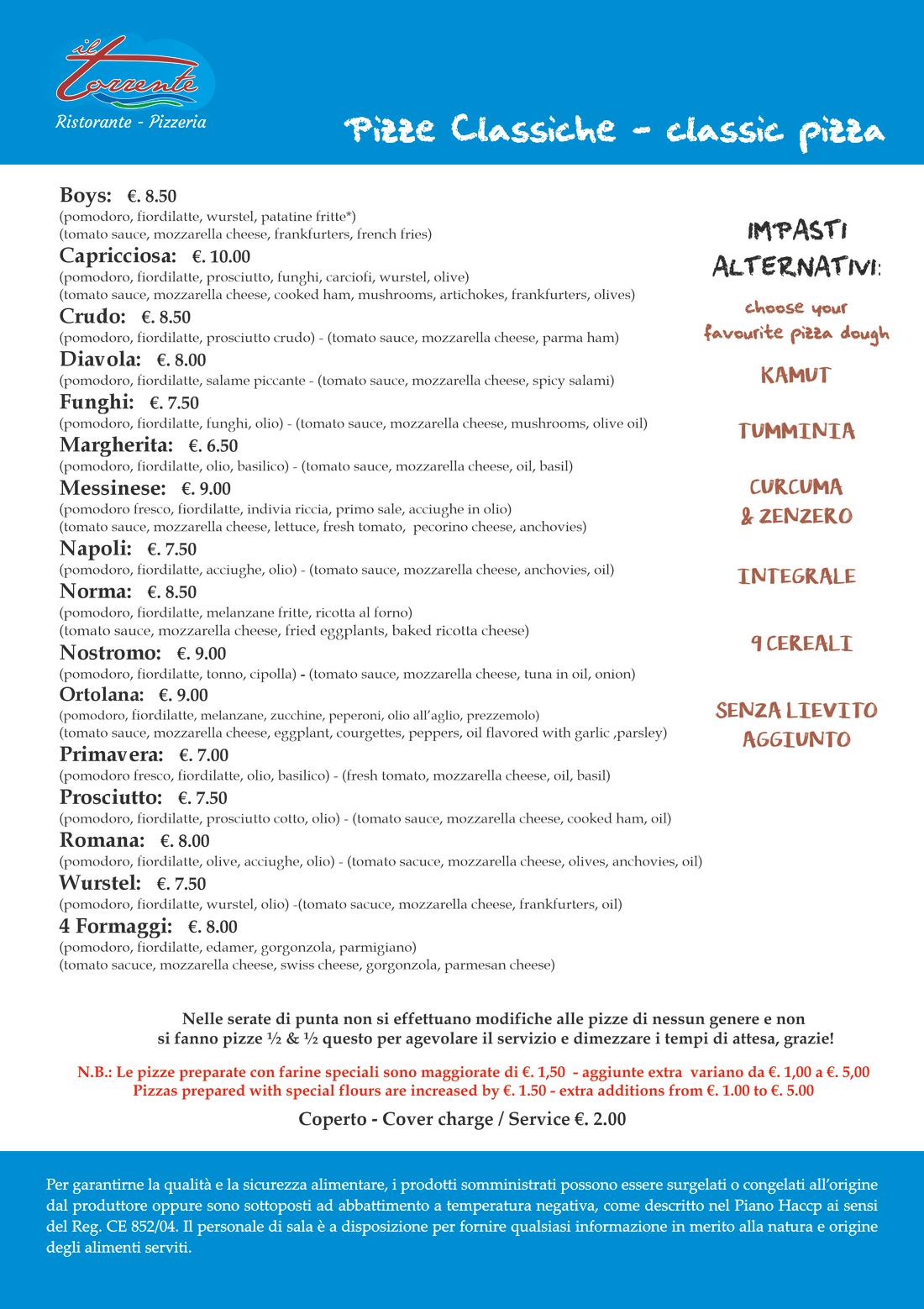 Pizze Classiche